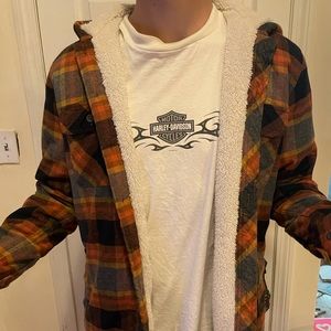 Rip Curl Sherpa lined plaid jacket.